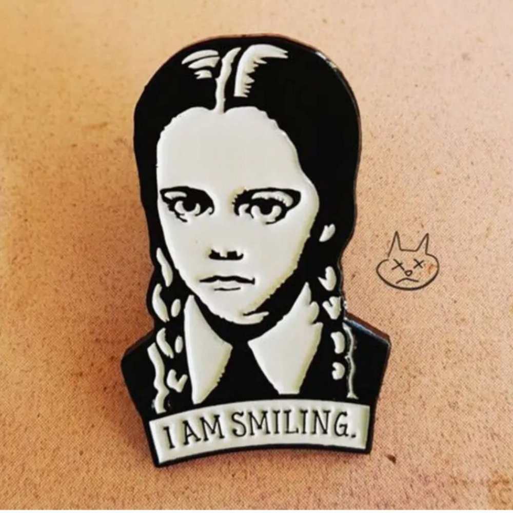 Wednesday Addams "I Am Smiling" Enamel Lapel Pin
